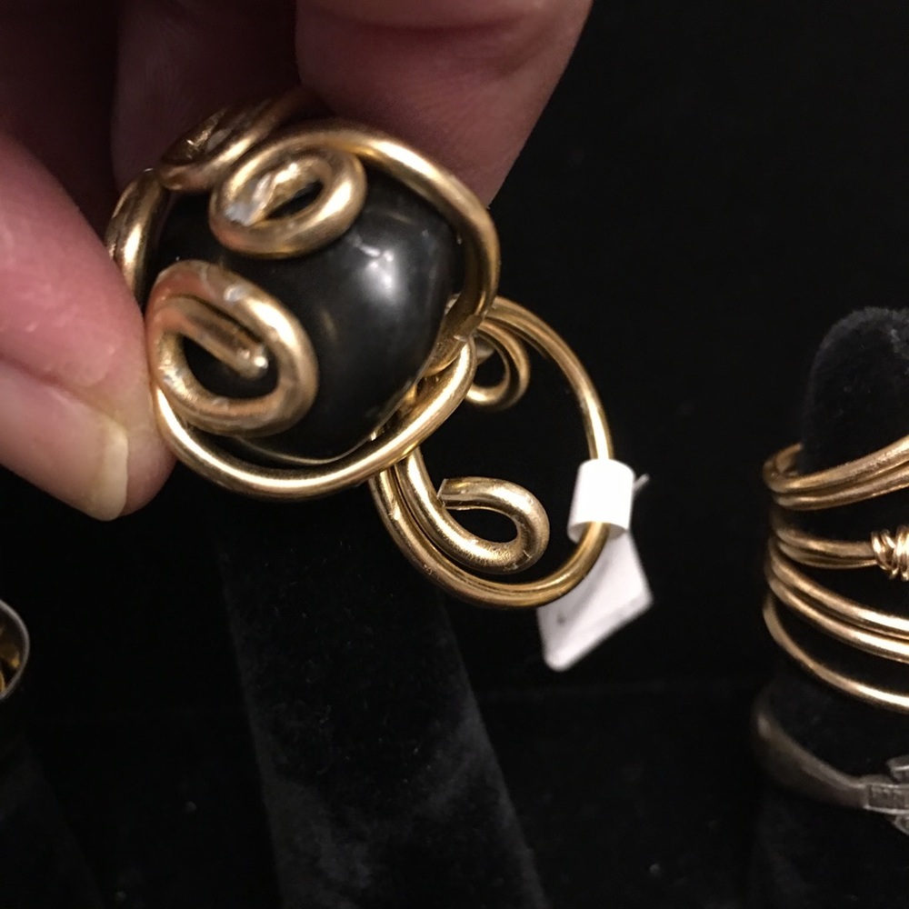 Original Adjustable Black Stone Ring - image 5